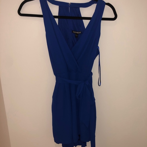 Royal blue belted romper - Picture 2 of 3